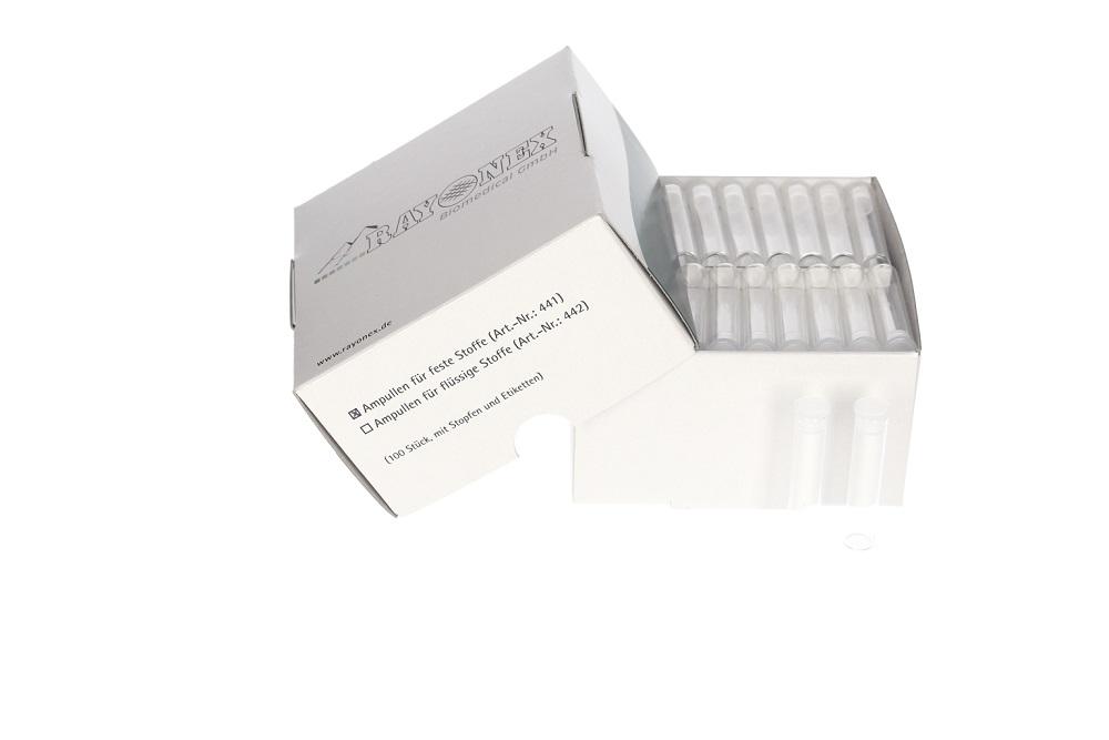 100 Ampoules without contents for solids